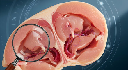 Analyzing Chicken Anatomy Detailed Magnified View For Scientific And Culinary Research