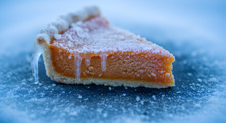 Frozen Delight: A Slice Of Sweet Potato Pie In A Winter Wonderland