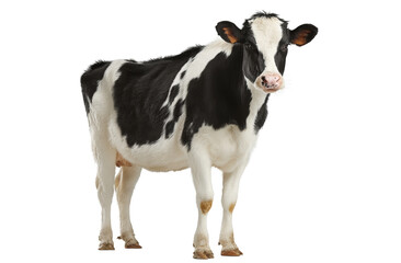 [Transparent Background PNG]Black and White Cow Isolated on White Background