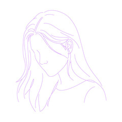 woman looking down lineart outline illustration