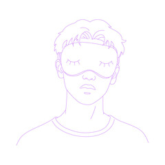 man wearing eye patch lineart outline illustration