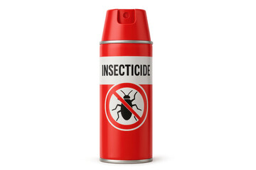 Obraz premium Pesticide spray can featuring warning symbol blocking cockroach invasion, positioned against transparent backdrop, highlighting pest management solutions