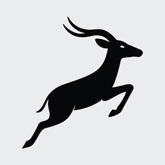 Silhouette jumping gazelle antelope wildlife animal outline symbol Vector illustration