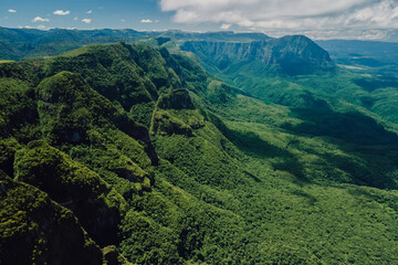 Espraiado canyons in Santa Catarina, Brazil. Mountain landscape, drone view
