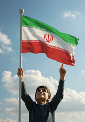 young man with a flag of Irani
