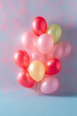 Colorful Bunch of Balloons Against a Pastel Background