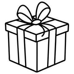 Minimal Gift Box Line Art Icon