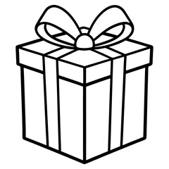 Minimal Gift Box Line Art Icon