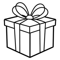 Minimal Gift Box Line Art Icon