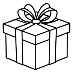 Minimal Gift Box Line Art Icon