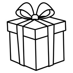 Minimal Gift Box Line Art Icon