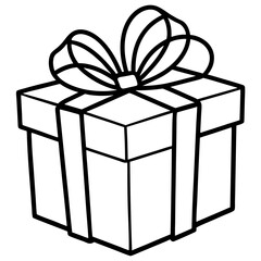 Minimal Gift Box Line Art Icon