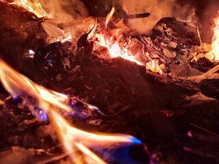 fire in the fireplace