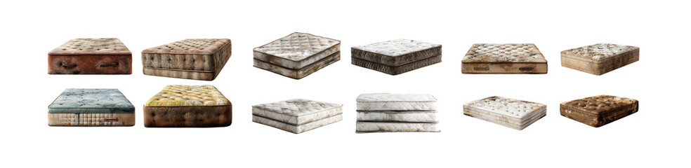 Pack of Mattress Collection A Diverse Range of Designs and Textures against transparent Background