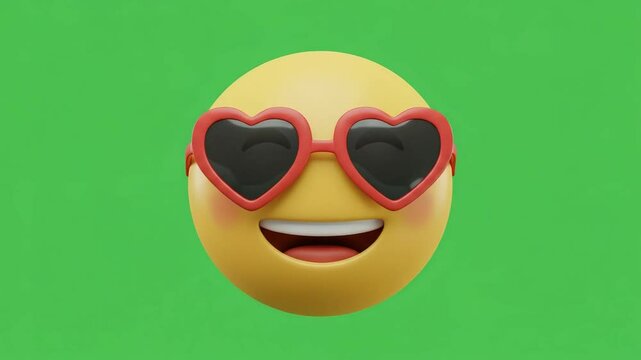 3D Heart-Eyes Emoji with Sunglasses