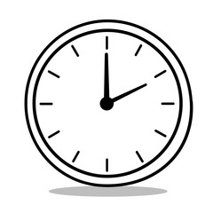 Simple black and white wall clock with hour and minute hands  