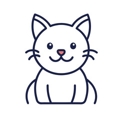 Happy Cat Line Art with Black and White Vector Illustration