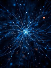 A vibrant depiction of interconnected neural pathways emanating from a central glowing core on dark backdrop