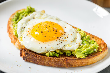 Healthy Homemade Avocado Toast with Over Easy Egg