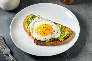 Healthy Homemade Avocado Toast with Over Easy Egg