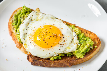 Healthy Homemade Avocado Toast with Over Easy Egg