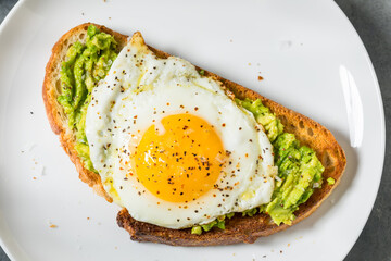 Healthy Homemade Avocado Toast with Over Easy Egg