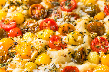 Warm Homemade Fresh Tomato Focaccia Bread