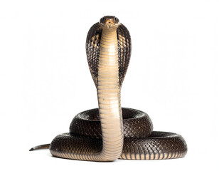 Fototapeta premium 02.022.Firefly_A cobra flaring its hood in defense. isolate with white background 573435