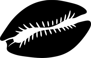 Cowrie Shell Silhouette Vector for Summer Themes – Minimalistic Beach and Ocean Icon Design
