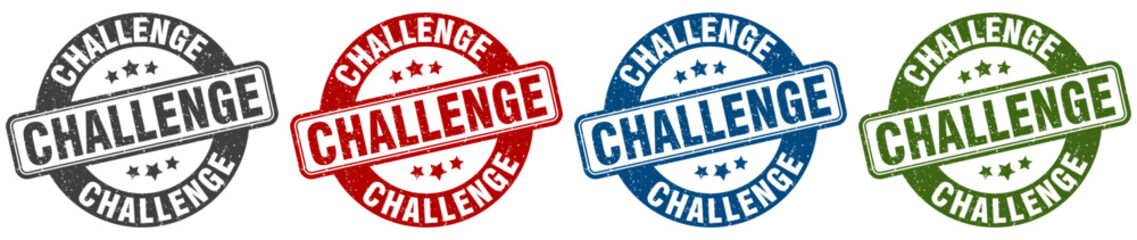 challenge stamp. challenge round stamp set isolated on white background
