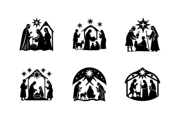 nativity scene vector art silhouette
