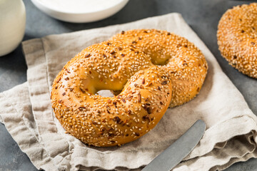 Warm Everything Bagels for Breakfast