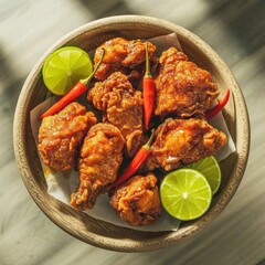 Spicy Honey Glazed Fried Chicken with Chili and Lime
