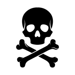 Skull and crossbones icon, stark symbol of danger, warning or piracy. Bold graphic perfect for safety notices, hazardous materials and adventurous themes. Classic Jolly Roger emblem.