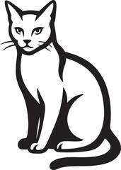Sitting cat silhouette stylish black and white, Clean vector design of a peaceful cat