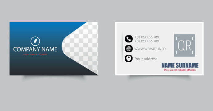 Business card design template, Clean professional business card template, visiting card. Editable file - Powered by Adobe