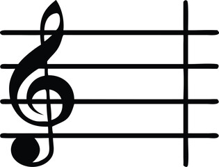 Isolated black treble clef on a musical staff creates a harmonious on white