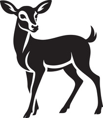 Fototapeta premium Young deer silhouette simple and clean, Forest animal drawing in minimal design