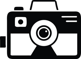 A classic camera's bold monochrome form captures nostalgic photography with its retroinspired minimalist design