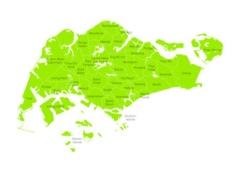 世界地図より、シンガポールの行政区分地図　（Map of singapore）
