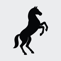 Silhouette rearing horse majestic equine mammal symbol Vector illustration