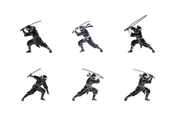 ninja warrior silhouette vector illustration