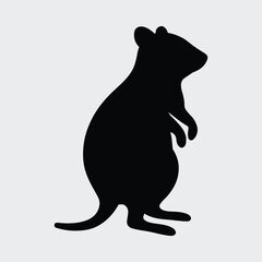 Silhouette rat standing on hind legs animal pet Vector illustration
