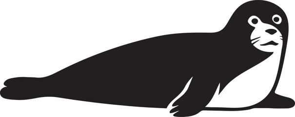 Seal silhouette black and white clean design, Minimal sea animal for graphic use