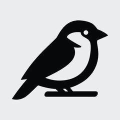 Silhouette sparrow simple minimalist bird perched graphic icon Vector illustration