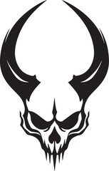 Intimidating Skull Illustration: A detailed black and white illustration of a skull, showcasing a fearsome and imposing design, perfect for a variety of themes.