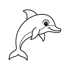 Fototapeta premium Smiling dolphin character silhouette isolated on white background