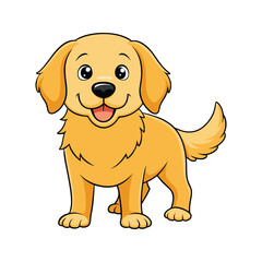 Smiling golden retriever dog with collar vector illustration isolated on white background