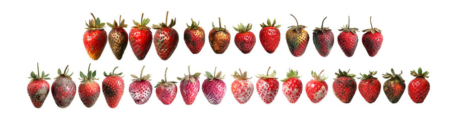 Pack of Strawberry Decay Progression A Visual Guide to Spoilage and Mold Growth in Berries against transparent Background