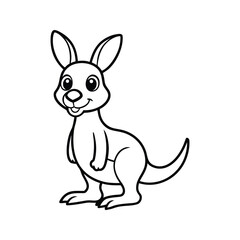 Obraz premium Smiling kangaroo character silhouette isolated on white background